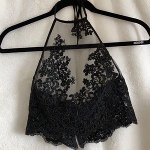 Lace High Neck Top